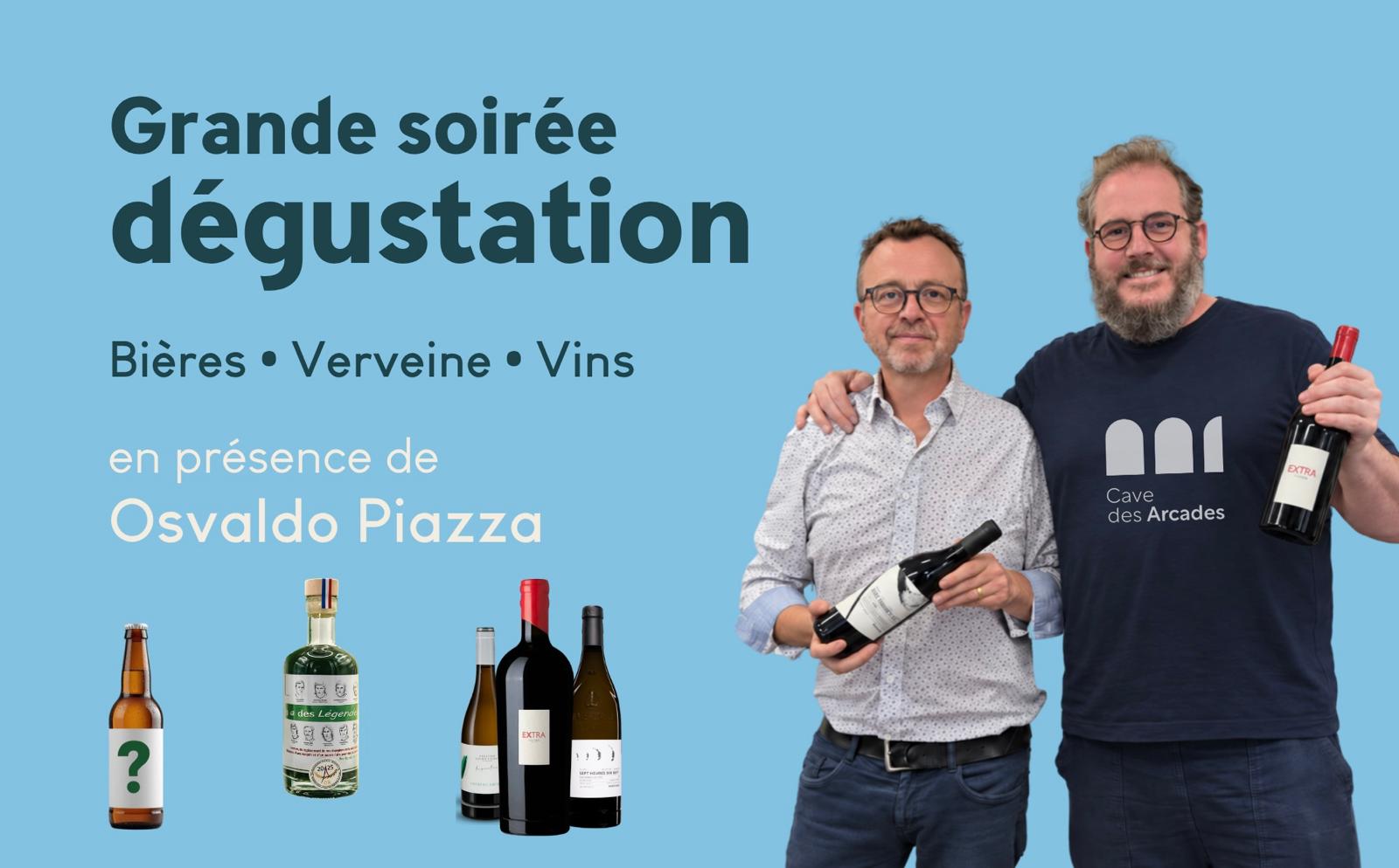 Grande soirée dégustation bières, verveine et vins en présence d'Osvaldo Piazza et de la Cave des Arcades